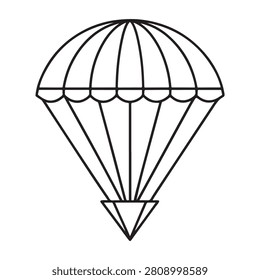 Parachute line drawing simple icon with lines and curves falling object skydiving equipment aerial sports gear