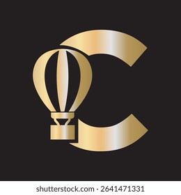 Parachute Logo combine with letter C vector template
