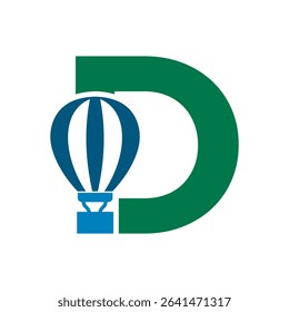 Parachute Logo combine with letter D vector template