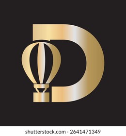 Parachute Logo combine with letter D vector template