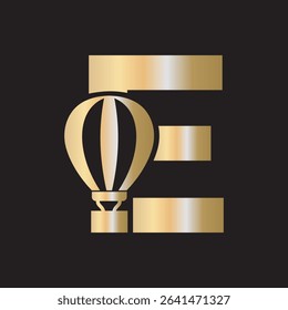 Parachute Logo combine with letter E vector template