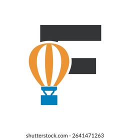 Parachute Logo combine with letter F vector template