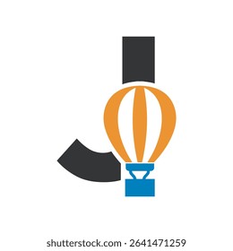 Parachute Logo combine with letter J vector template