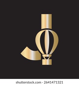 Parachute Logo combine with letter J vector template