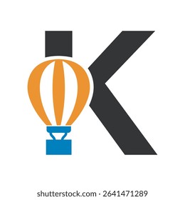 Parachute Logo combine with letter K vector template