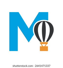 Parachute Logo combine with letter M vector template