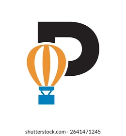 Parachute Logo combine with letter P vector template