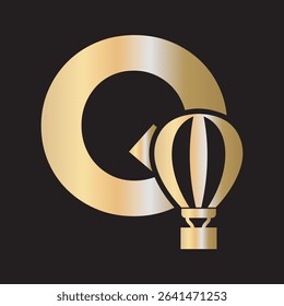 Parachute Logo combine with letter Q vector template