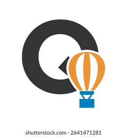 Parachute Logo combine with letter Q vector template