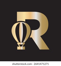 Parachute Logo combine with letter R vector template