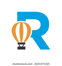 Parachute Logo combine with letter R vector template
