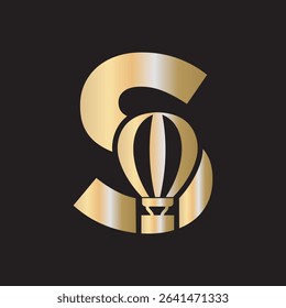 Parachute Logo combine with letter S vector template