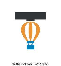 Parachute Logo combine with letter T vector template