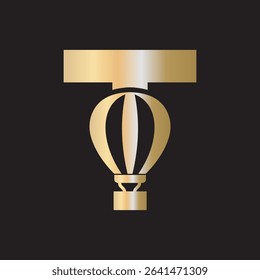 Parachute Logo combine with letter T vector template
