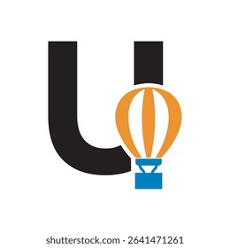 Parachute Logo combine with letter U vector template