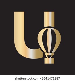 Parachute Logo combine with letter U vector template