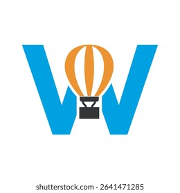 Parachute Logo combine with letter W vector template