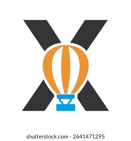 Parachute Logo combine with letter X vector template