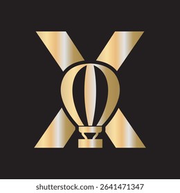Parachute Logo combine with letter X vector template