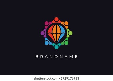 Parachute logo design vector template.