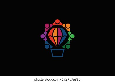 Plantilla de Vector de diseño de logotipo de paracaídas.