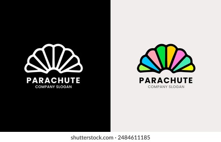 Parachute logo icon, sky flower parachute, sports air bird man fly parachute design symbol  