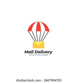 Paracaídas con símbolo de correo. Paracaídas con el logo del sobre.
