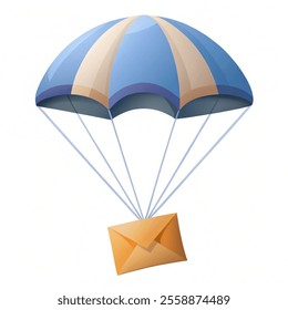 Parachute with mail vector .illustration vector isolated with white background.
