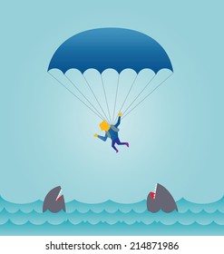 Parachute man falling into trouble