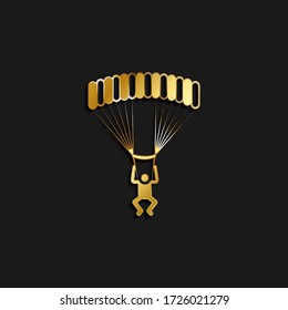 Paracaídas, hombre, icono de oro. Ilustración vectorial del estilo dorado