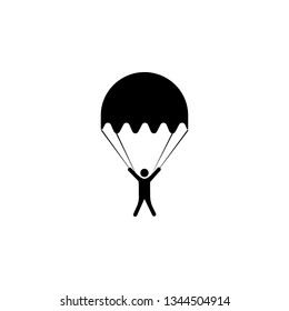 Parachute, man, icon. Summer vector icon Black Thin flat Symbol of Tourism for Web and App development Isolated on White Background. Vector