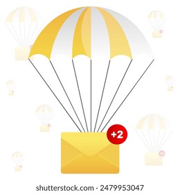 mensaje de paracaídas. Concepto de correo aéreo. Ilustración vectorial