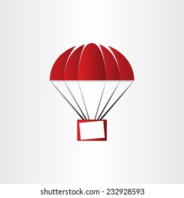 parachute with message box icon