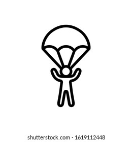 Parachute open vector icon illustration.
