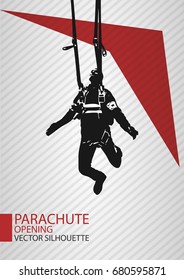 Parachute opening by parachutist jump from plane