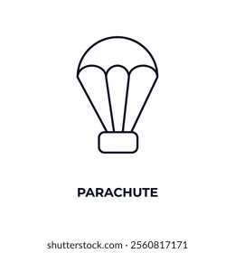 parachute outline icon. Linear vector from army and military concept. Thin line parachute icon isolated on white background