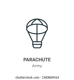 Parachute outline vector icon. Thin line black parachute icon, flat vector simple element illustration from editable army concept isolated on white background