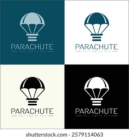 Parachute package box silhouette logo set template design