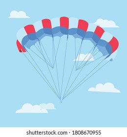 Parachute, parachuting sport and leisure activity concept vector Illustration 