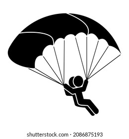 parachute people Paratrooper or Parachutist Free-falling and Descending with Parachute Vector black Illustration 