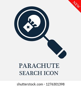 Parachute search icon. Editable Parachute search icon for web or mobile.