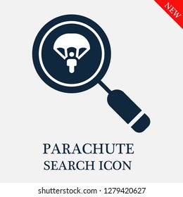 Parachute search icon. Editable Parachute search icon for web or mobile.