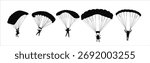 parachute sky diving silhouette vector illustration