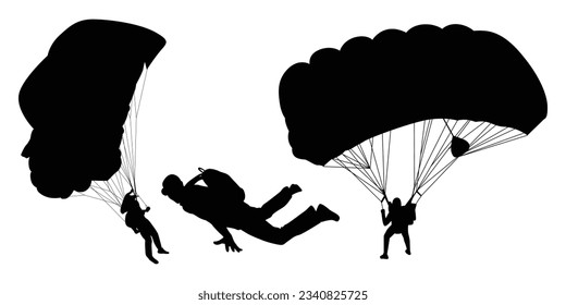 parachute Sky diving Silhouette Vector Collection