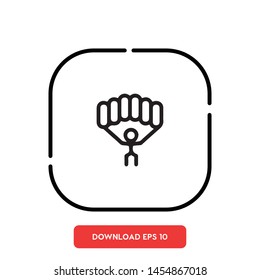 Parachute, skydiver symbol vector icon