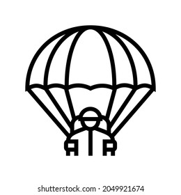 vector de icono de línea de soldado paracaídas. cartel de soldado paracaidista. símbolo de contorno aislado ilustración negra