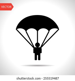 Parachute sport illustration. parachutist icon