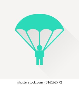 Parachute sport illustration. parachutist icon