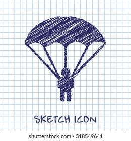 Parachute sport illustration. parachutist icon