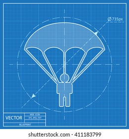 Parachute sport illustration. parachutist icon